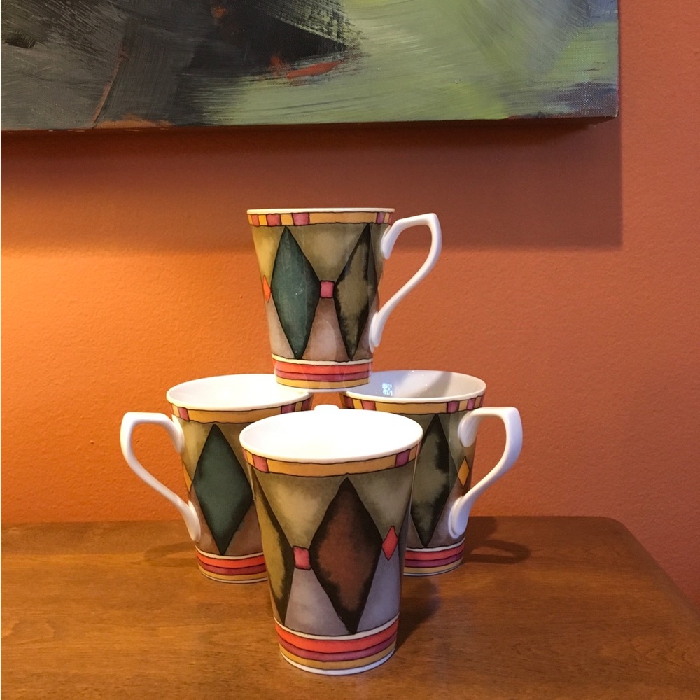 Set of 4 Harlequin Colorful Sasaki Palazzo Mugs by Paula Zanger